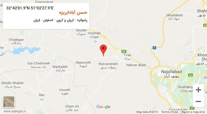 روستای حسن آبادابریزه بر روی نقشه