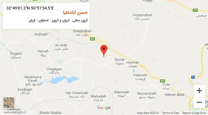 روستای حسن آبادعلیا بر روی نقشه