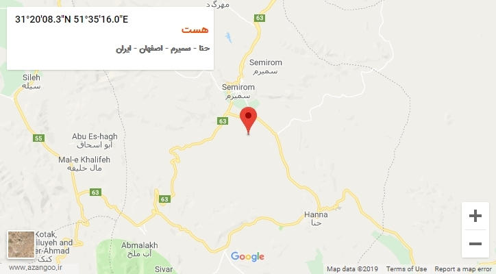 روستای هست بر روی نقشه