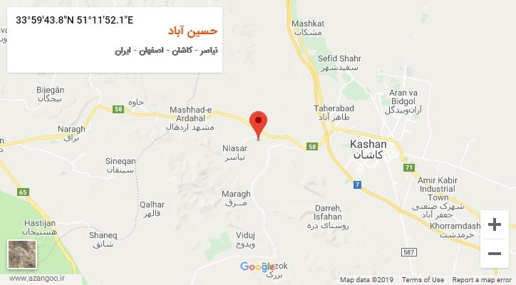 روستای حسین آباد بر روی نقشه