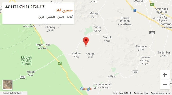 روستای حسین آباد بر روی نقشه