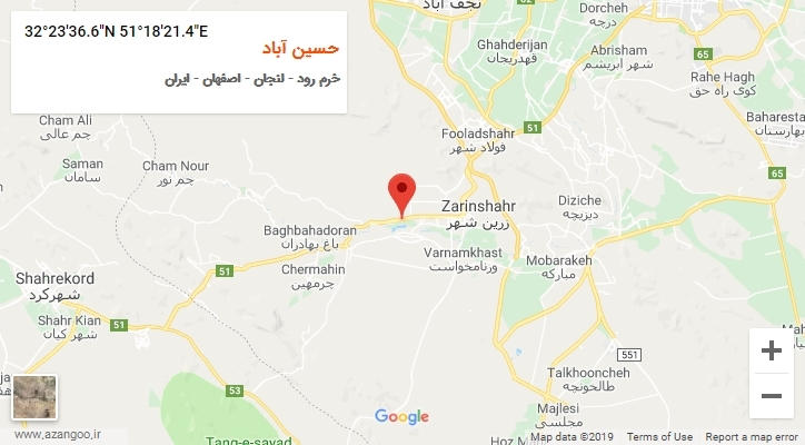 روستای حسین آباد بر روی نقشه