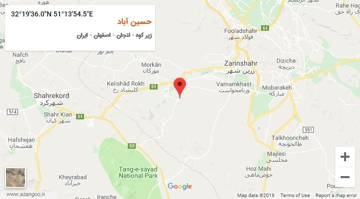روستای حسین آباد بر روی نقشه