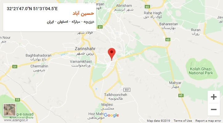 روستای حسین آباد بر روی نقشه