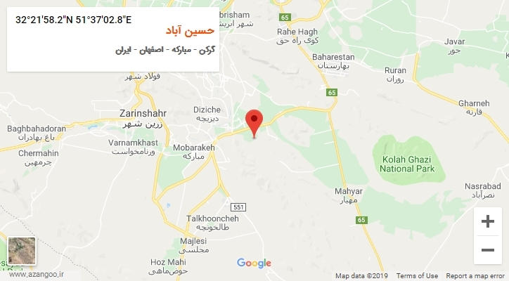 روستای حسین آباد بر روی نقشه