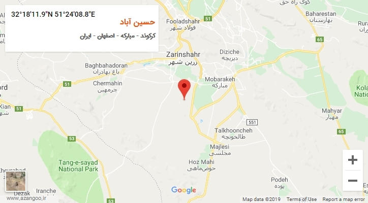 روستای حسین آباد بر روی نقشه