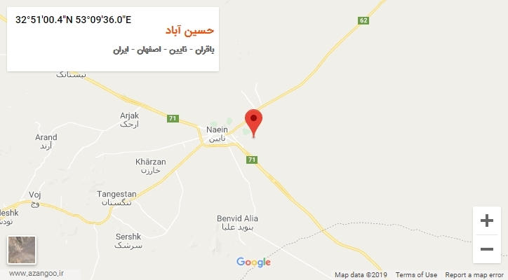 روستای حسین آباد بر روی نقشه