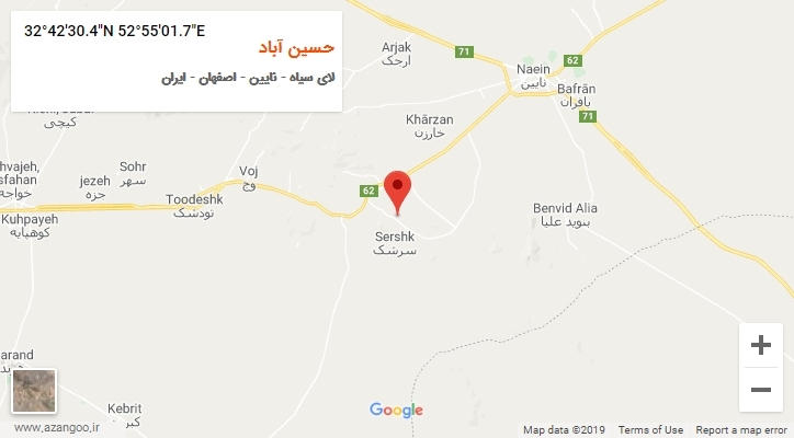 روستای حسین آباد بر روی نقشه