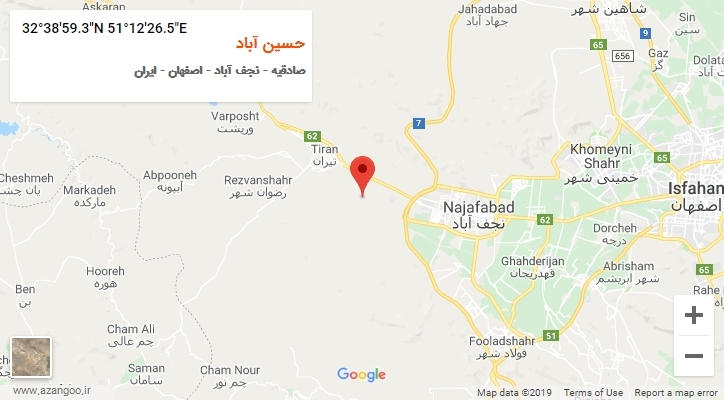 روستای حسین آباد بر روی نقشه