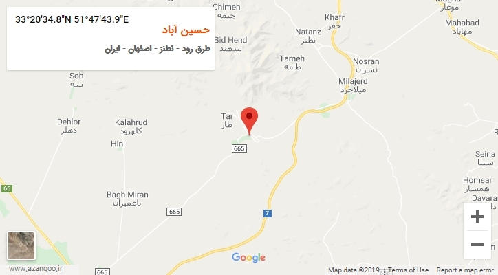 روستای حسین آباد بر روی نقشه