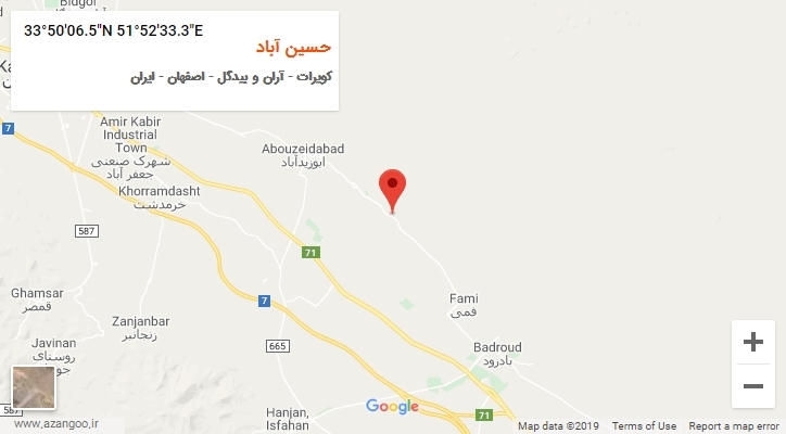 روستای حسین آباد بر روی نقشه