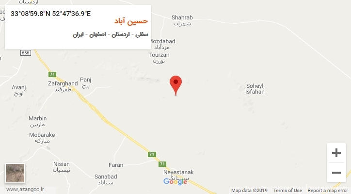 روستای حسین آباد بر روی نقشه
