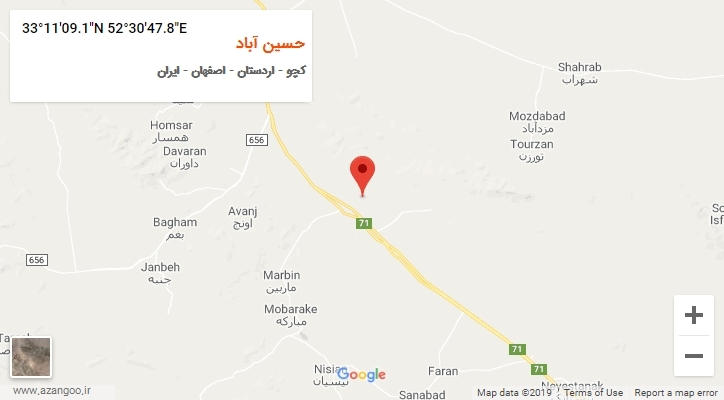 روستای حسین آباد بر روی نقشه