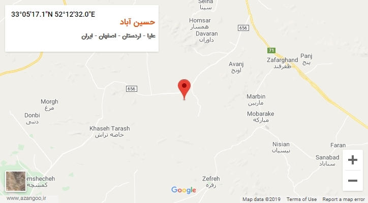 روستای حسین آباد بر روی نقشه