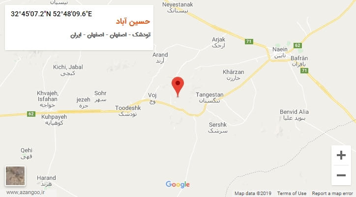 روستای حسین آباد بر روی نقشه