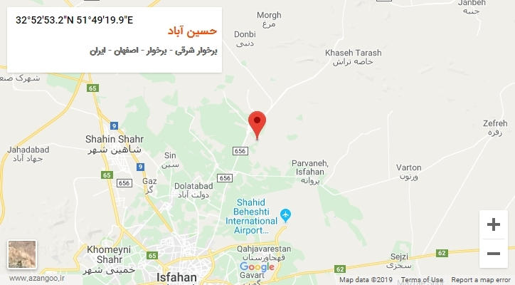 روستای حسین آباد بر روی نقشه