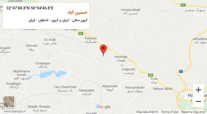 روستای حسین آباد بر روی نقشه