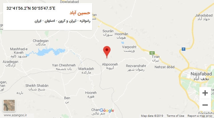 روستای حسین آباد بر روی نقشه