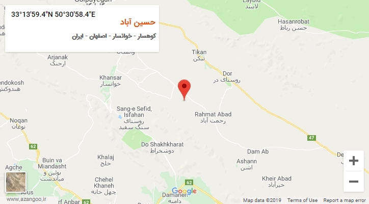 روستای حسین آباد بر روی نقشه