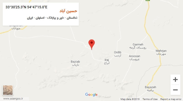 روستای حسین آباد بر روی نقشه