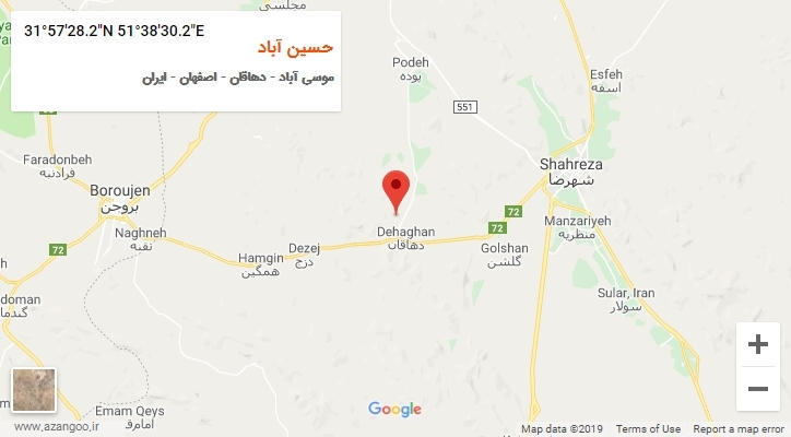 روستای حسین آباد بر روی نقشه