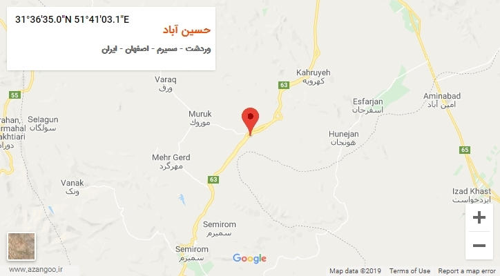 روستای حسین آباد بر روی نقشه