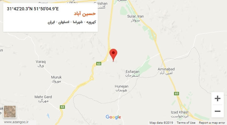روستای حسین آباد بر روی نقشه