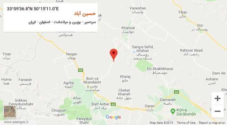 روستای حسین آباد بر روی نقشه
