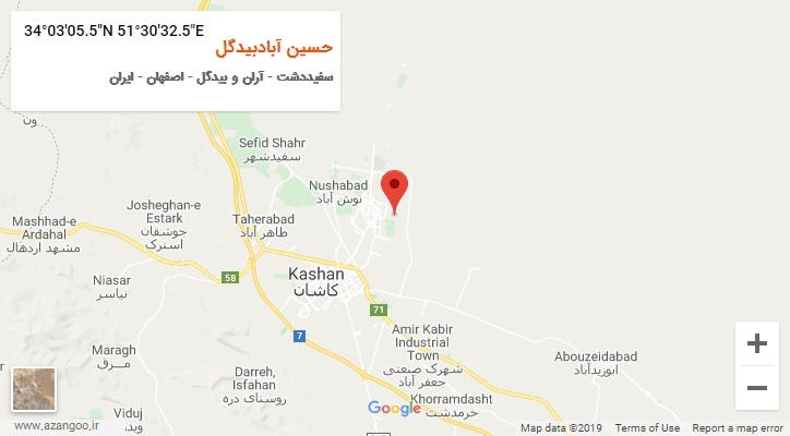 روستای حسین آبادبیدگل بر روی نقشه