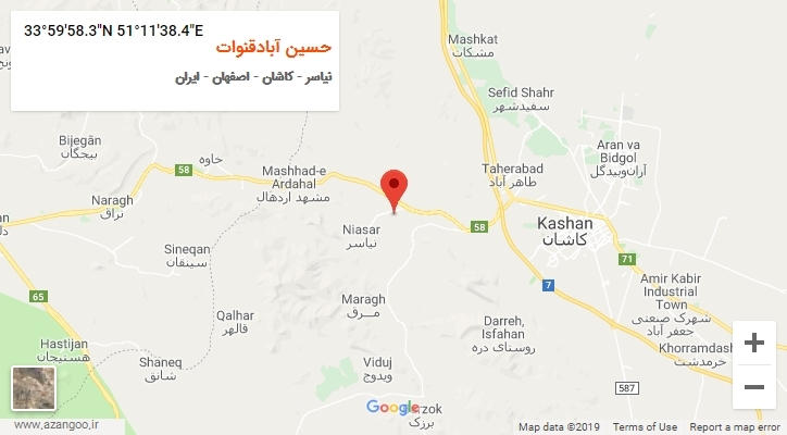 روستای حسین آبادقنوات بر روی نقشه