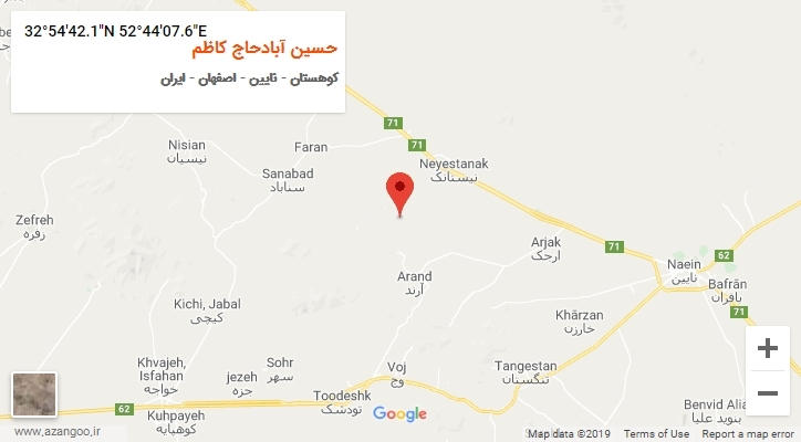 روستای حسین آبادحاج کاظم بر روی نقشه