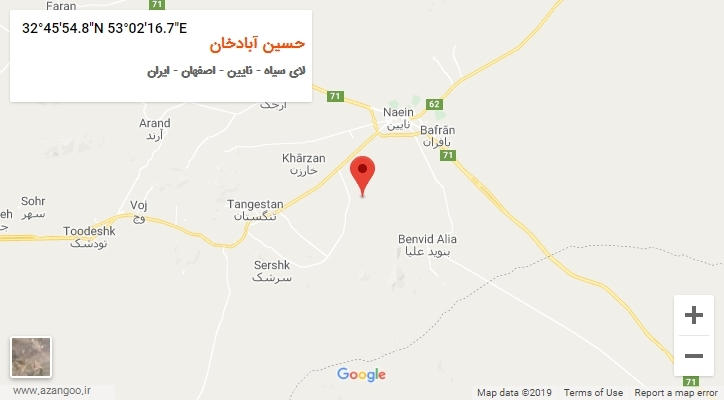 روستای حسین آبادخان بر روی نقشه