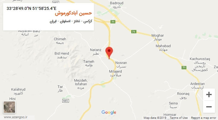 روستای حسین آبادکورموش بر روی نقشه