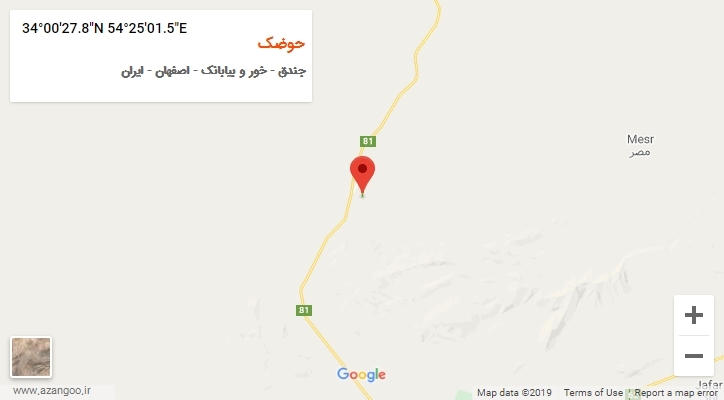 روستای حوضک بر روی نقشه
