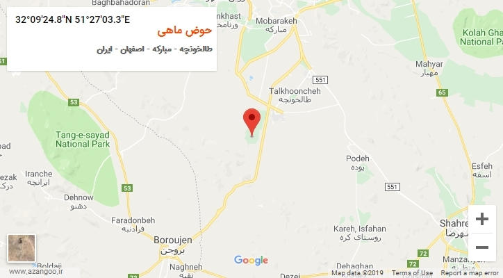 روستای حوض ماهی بر روی نقشه