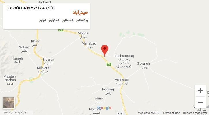 روستای حیدرآباد بر روی نقشه