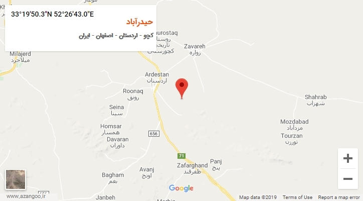 روستای حیدرآباد بر روی نقشه
