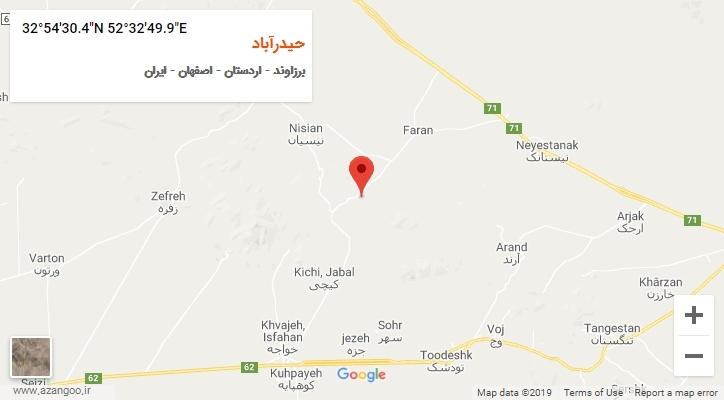 روستای حیدرآباد بر روی نقشه
