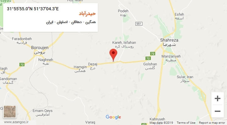 روستای حیدرآباد بر روی نقشه