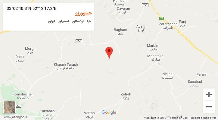 روستای هینوورزو بر روی نقشه