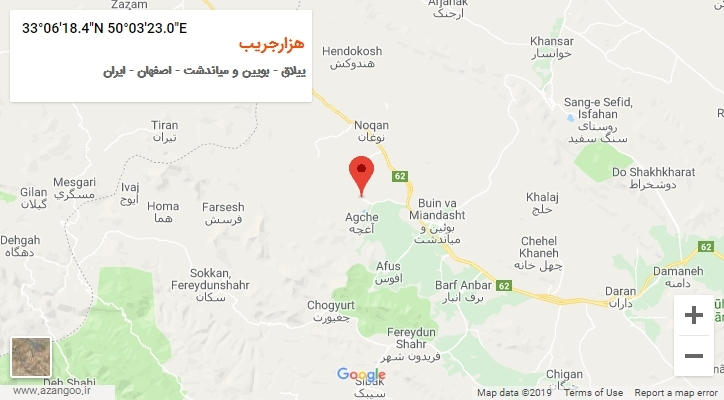روستای هزارجریب بر روی نقشه