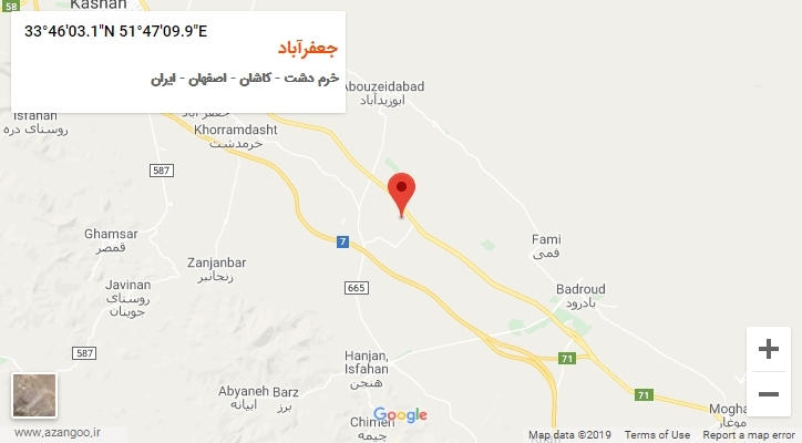 روستای جعفرآباد بر روی نقشه