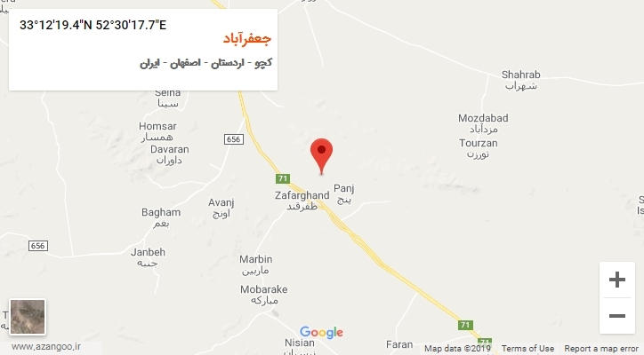 روستای جعفرآباد بر روی نقشه