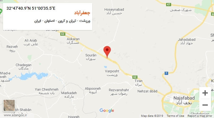 روستای جعفرآباد بر روی نقشه