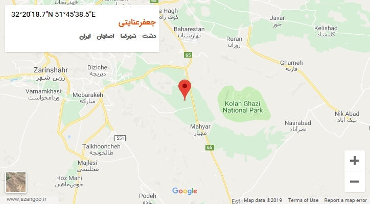 روستای جعفرعنایتی بر روی نقشه