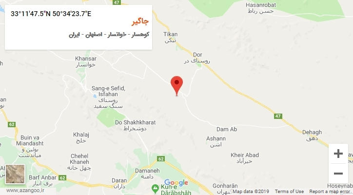 روستای جاگیر بر روی نقشه