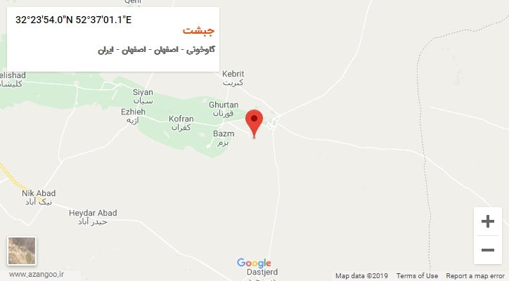 روستای جبشت بر روی نقشه