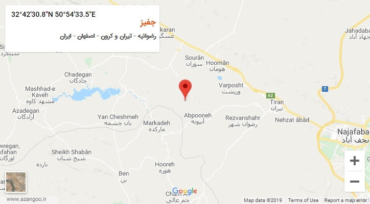 روستای جفیز بر روی نقشه