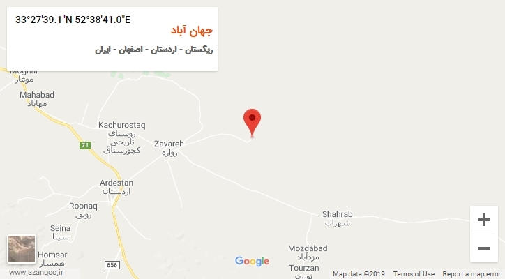 روستای جهان آباد بر روی نقشه
