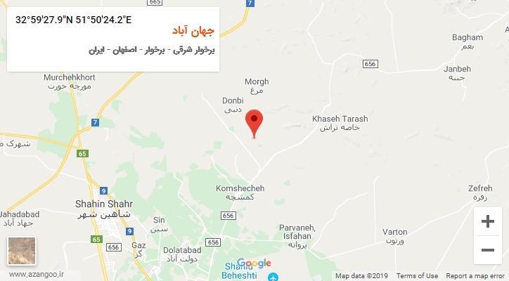 روستای جهان آباد بر روی نقشه